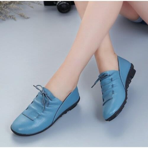 2021 Fashion Green Genuine Leather Flat Shoes Women Loafers White Summer Driving Slip On Rubber Handmade Korean Moccasins Shoes