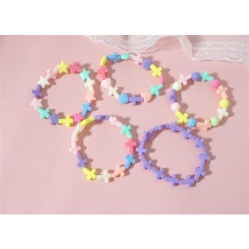 Lolita Girl Candy Color Star Cross Shape Bracelet Lolita Beads Bracelet Girl Women Jewelry B1474