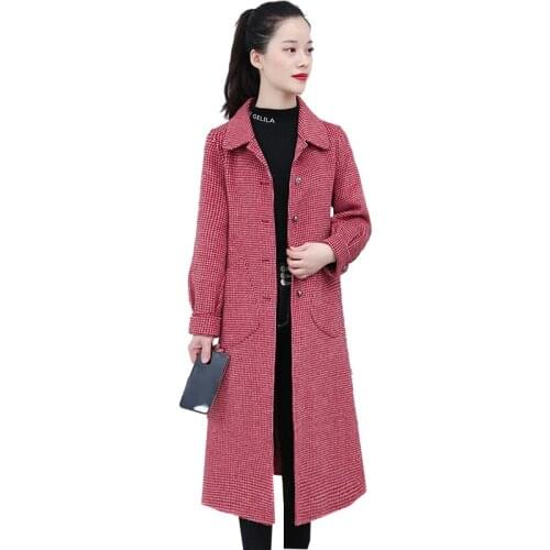 Double-sided cashmere coats female 2020 womens plaid wool woolen self-cultivation medium long water jacket cashmere coat winter