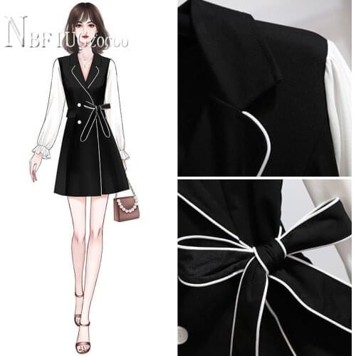 2020 New Plus Size Temperament Women Dress Autumn Long Sleeve Black Female Dresses