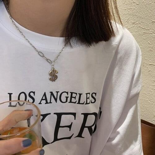 S925 Sterling Silver Necklace for Women Korean Money Necklace Hip Hop Simple Neck Chain Jewelry Wholesale