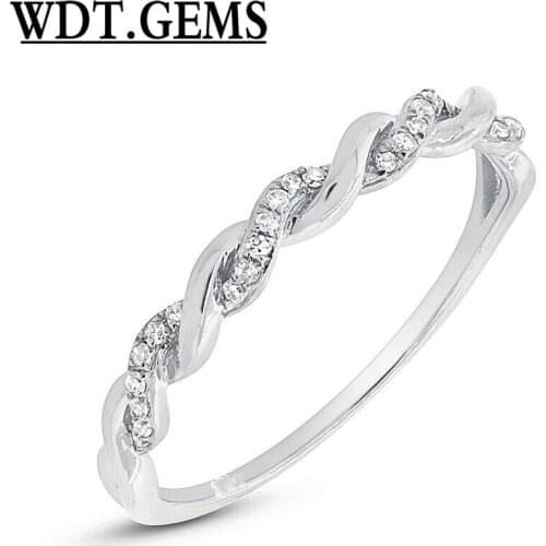 10K White Gold Diamond Braided Ring Twist Wedding Band Womens Natural Diamond Ring
