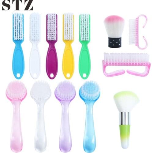 STZ 1pcs Nail Cleaning Brush Tools Soft Cleaner Dust File Nail Art Manicure Pedicure Handle Scrubbing Gel Polish Remover #095