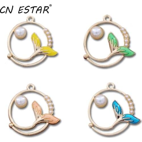 10 PC Alloy Enamel Pearl Fishtail Mermaid Charms Earrings Necklace Keychain Handmade Materials DIY Jewelry Accessories