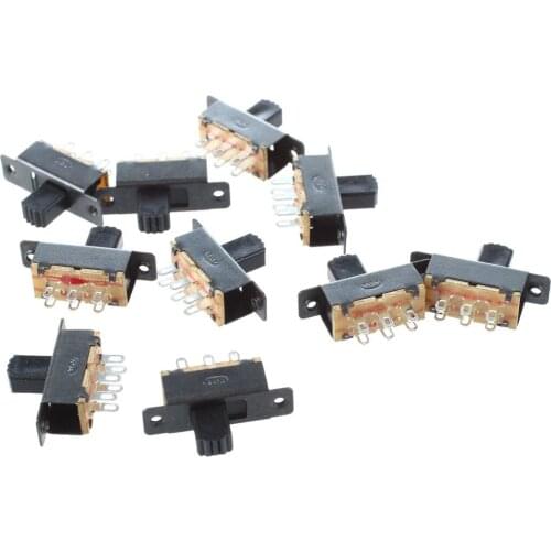 10 Pcs SS22F25-G7 2 Position DPDT 2P2T Panel Mount Mini Slide Switch Solder Lug Dropshipping