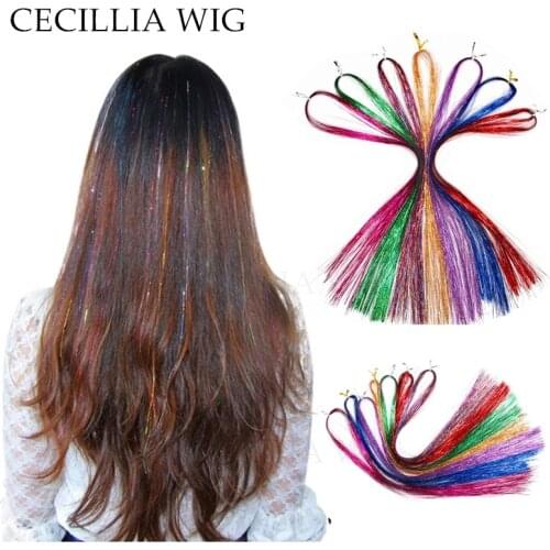 100stands 92cm Factory Wholesale Sparkle Glitter hair Twinkle Dazzle Tinsel party hair extension Ready Stock