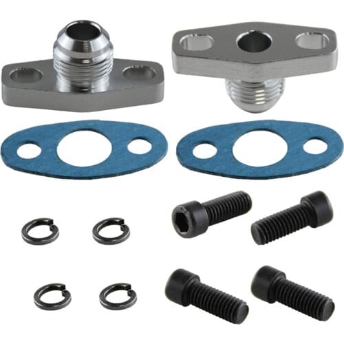 2Pcs10AN Drain GT T17 T20 T25 T28 T30 T35 Garrett Turbo Billet Oil Return Flange Black/Silver