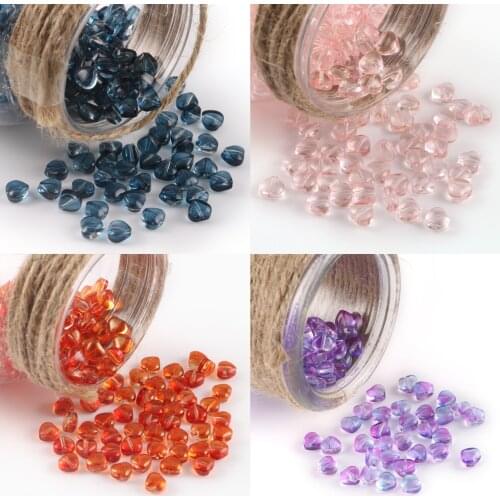 20pcs Heart Czech Lampwork Crystal Glass Multi Gradient Spacer Beads For Jewelry Making Diy Needlework Bracelet Necklace Hairpin