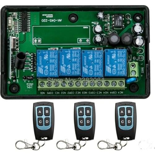 New AC85V~250V 4CH RF Wireless Remote Control System / Radio Switch remote switch receiver for Appliances Gate Garage Door