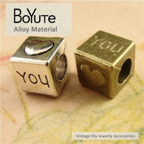 BoYuTe (50 Pieces/Lot) 9*8*8MM Antique Bronze Silver Plated Perforation Love Hole Beads Diy Jewelry Making Findings