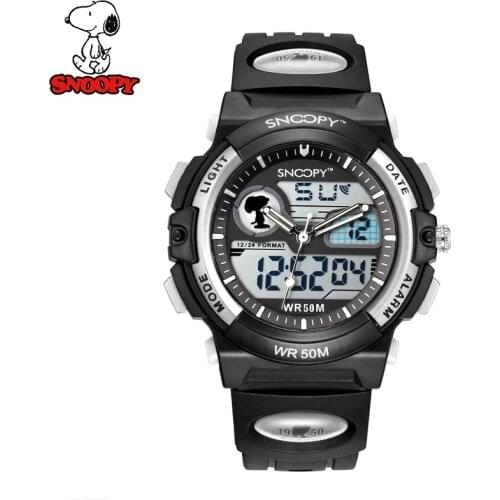 SNOOPY Men Military Watch Waterproof WristwatchDUAL DISPLAY LED Quartz Clock Sport Watch Male relogios masculino KIDS Shock s778