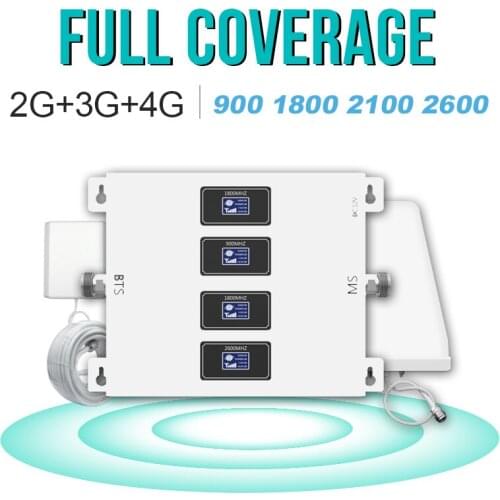 GOBOOST Four Band Celluar Amplifier 900 1800 2100 2600 Mhz Cell Phone Signal Booster 70 Dbi High Quality Cell Phone Reapeater