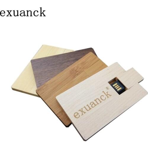 Exuanck Custom Logo Wooden Card u Disk 10pcs /Lot 4GB 8GB 16GB Pendrive 32GB Usb 2.0 Flach Card Memoria Usb Gift Sticks