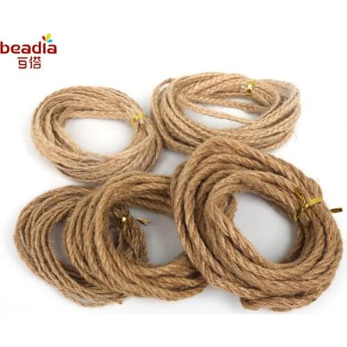 Hot Sale 2/4/6 mm 5 m/lot Natural Hemp Jute Cord Rope String for DIY Jewelry Craft Making Gift Packing Hang Tag String For Home