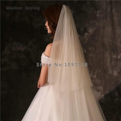 Elegant Champagne 3 Meters 2 Layers Beaded Cathedral Wedding Veils 2019 with Comb Formal Royal Bridal Veils Wedding Accessories