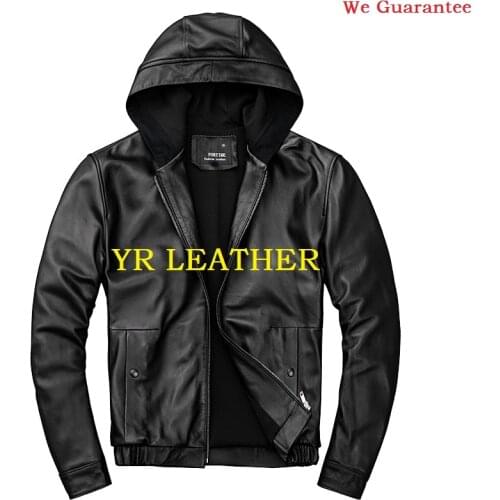 YR!Free shipping.100% sheepskin.Brand classic short leather jacket,men slim genuine leather coat,plus size.quality outdoor sales