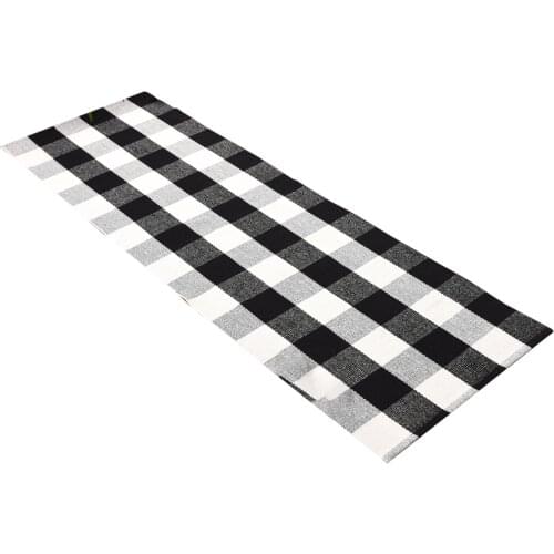 Cotton Buffalo Plaid Rugs Black And White Checkered Rug Welcome Door Mat Rug Washable Woven Braided Throw Mat pretty well