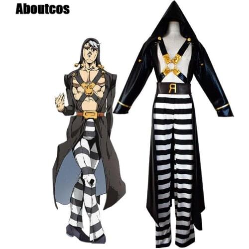Anime JoJos Bizarre Adventure Risotto Nero Cosplay Costume Golden Wind Hat Top Pants Belt Set Halloween Christmas Party Suit