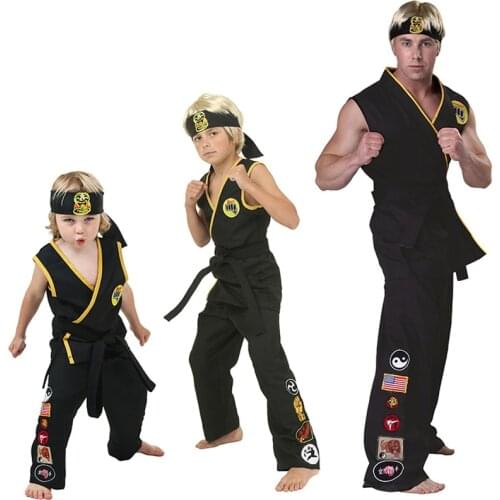 Halloween cosplay costume children luxury black karate taekwondo costume