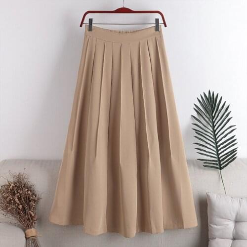 Suit fabric zipper waist mid-length skirt female skirt 2020 Autumn and Winter new style high waist thin elastic waist Skirt