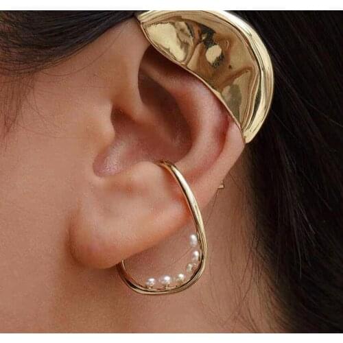 Personality Cool No Piercing Fake Earrings Clip on Pearl Earcuff Earrings for Women Man Kpop Clips Jewelry