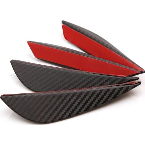 MAYITR 4PCS Carbon Fiber Style Car Front Bumper Fins Lip Canards Splitter Trim Kit High Quality ABS Front Bumper Fins