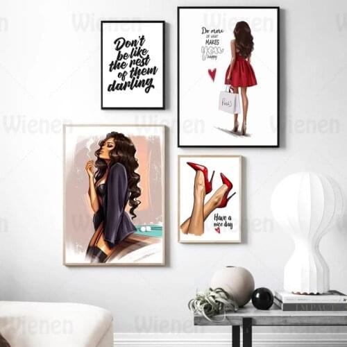 Fashion Canvas Oil Painting Sexy Woman High Heels Simple Quotes Art Print Modern Poster Wall Decor for Living Room Girl Bedroom