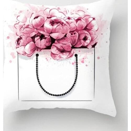 Hand Paint Flowers Perfume Bottles Cushion Cover Polyester Cotton 45X45CM Pillowcase Home Decorative Throw Pillow Cover