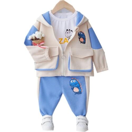 New Spring Autumn Baby Girl Clothes Fashion Children Boys Hooded Jacket T Shirt Pants 3Pcs/sets Toddler Tracksuits Kids Clothing