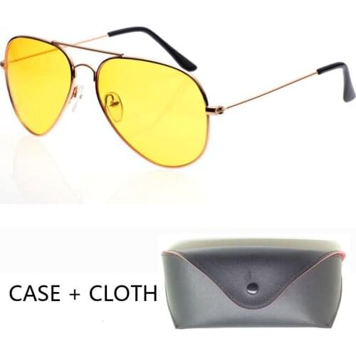 Pilot Night Vision Sunglasses Men Women Goggles Glasses UV400 Alloy Sun Glasses for women men Driver Night Driving with case