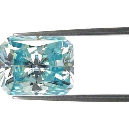 Pirmiana Blue Moissanite Radiant Cut 9x11mm 5ct Loose Stone For Jewelry Making