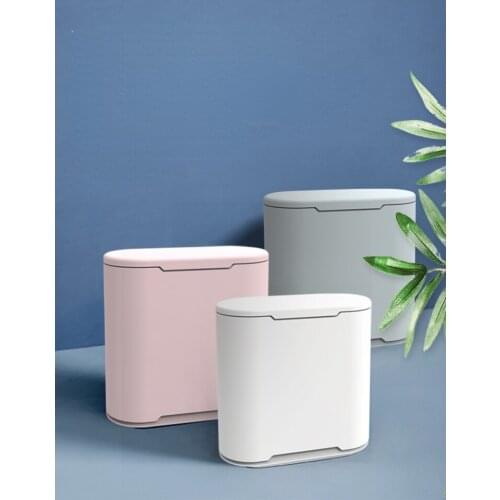 Mini Plastic Trash Bin Bedroom Europe Rectangle Modern Trash Can Standing Paper Basket Rangement Cuisine Kitchen Storage BD50WB