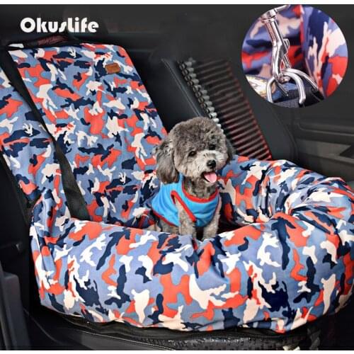 Portable Pet Dog Cat Car Safety Seat Protector Cover Mat Waterproof Dog Car Carrier Basket Booster Seat Cover Dog Camouflage Bed
