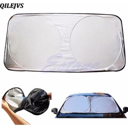 QILEJVS Car Styling Folding Jumbo Front Rear Car Window Sun Shade Auto Visor Windshield Block Cover Car Windshield Sunshade