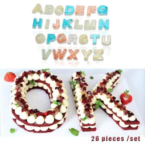 26 Pieces /set of Capital Letter Silicone Cake Mold Mirror Crystal Chocolate Fondant Decoration Mould for Baking Tools