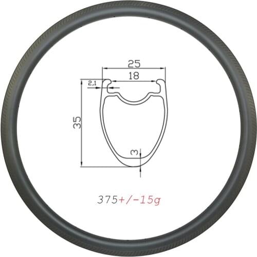 375g Ultralight 35mm deep road gravel bicycle carbon rim 700C clincher tubeless sculpture brake track 25mm wide UD 3K 12K 16-32H