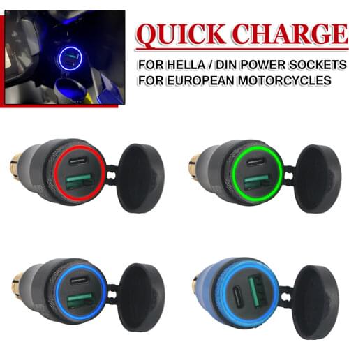 Motorcycle DIN Socket Quick Charger 3.0 USB Power Adapter Charger For 2017 Triumph Tiger Explorer For BMW R1200GS R1200RT F800GS