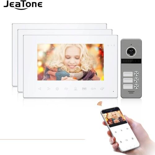 JeaTone 7"Home Wifi Tuya Monitor Video Door Phone Intercom with Multi-language+Remote APP Control+Motion Detection+Double unlock