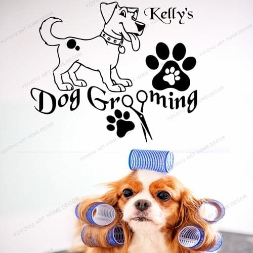 Dog Grooming Beauty Salon wall sticker Vinyl Dog Claw pet quote Wall decals for Dog Care Shop Decoration Customizable Mural WQ45