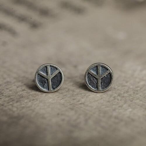 925 Sterling Silver Peace Sign Stud Earrings Womens Earrings Vintage Party Wedding Silver Jewelry for Girls Women Jewelry