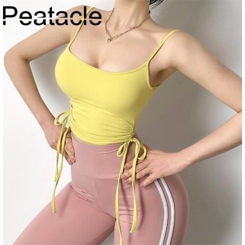 Peatacle Yoga Vest Womens Summer Outer Wear Beautiful Back Running Sport Bra with Chest Pads Fitness Top