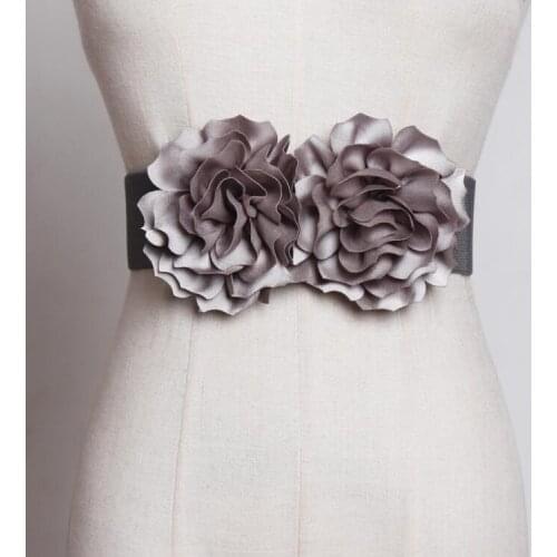 Womens runway fashion elastic flower Cummerbunds female Dress coat Corsets Waistband Belts decoration wide belt R1794