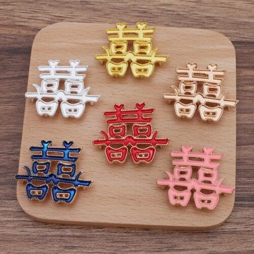 20 Pieces/Lot 30*36mm Chinese Characters Metal Charms Festival Decorative DIY Jewelry Making