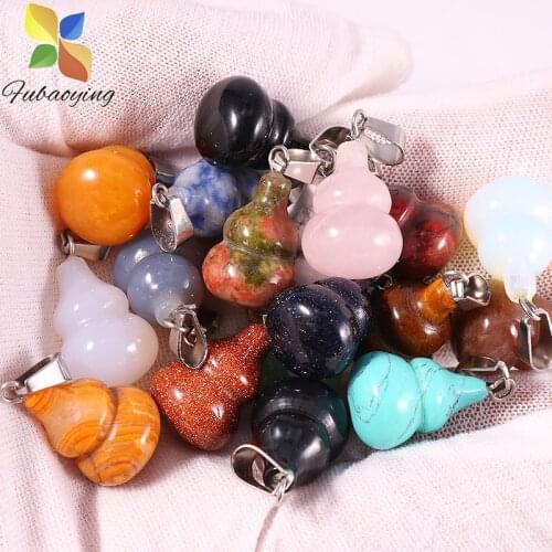 2021 Trendy Natural Stone Plant Gourd Cucurbit Crystal Charm 25pcs/Lot Wholesale Pendant DIY Necklace For DIY Making