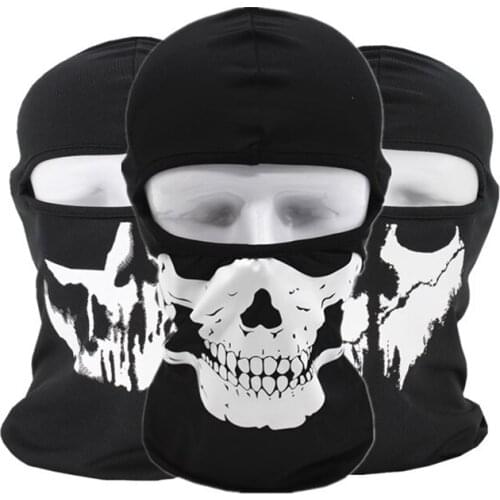 3PCS Balaclava Motorcycle Ghost Skull Hood Full Face Mask Ski Sport Helmet Snood Biker Motorcycle Face Mask Neck Scarf Headwear