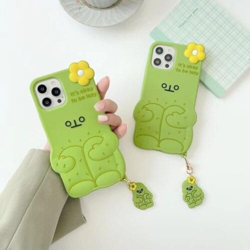 3D Cactus Doll with Dangle Case for iPhone 12 Pro Max Back Phone Cover for 12 11 Pro Max X XS XR 8 7 Plus SE 2020