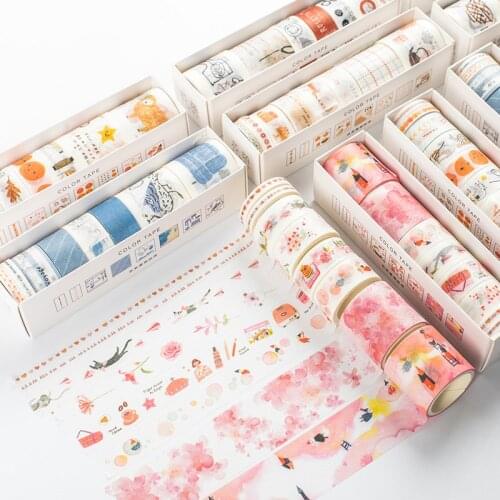 8pcs Washi Tape Color Paper Tapes Handmade DIY Supplies Color Washitape Scrapbooking Fita Adesiva School Tools