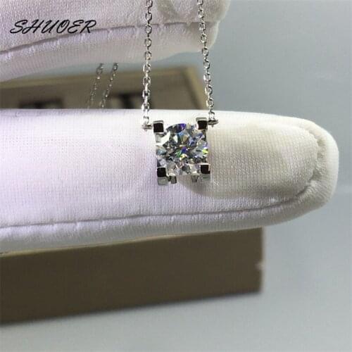 18K White Gold Brilliant Cut Pass Diamond Tester 1 Carat D Color Moissanite Cow Head Pendant Necklace Women Jewelry