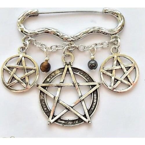 Pentagram Brooch, Pentacle Brooch, Wiccan Brooch, Pagan Brooch, Wicca, Witch, Kilt Pin Brooch, Gothic Brooch, Protection