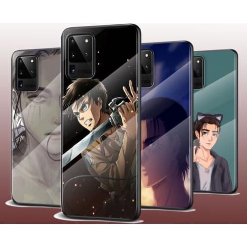 Tempered Glass Cover Attack on Titan Eren Jaeger For Samsung Galaxy S20 FE S10e S10 S9 S8 Ultra Plus Lite Plus 5G Phone Case